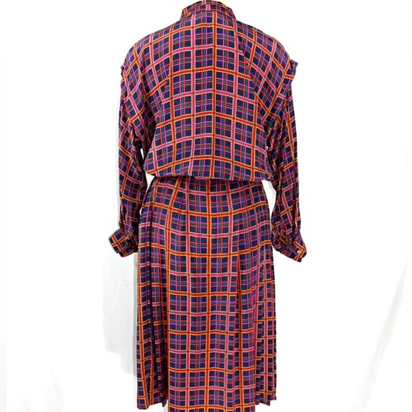 100% Silk Jack‎ Mulqueen Vintage Size 10 1970-1980 style dress jewel tones - Picture 5 of 6